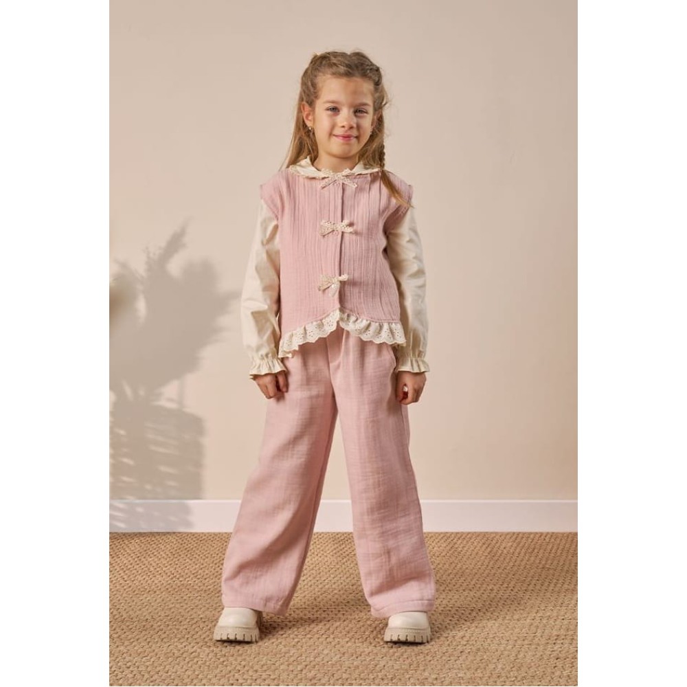 Παιδικό Σετ 3Τμχ  Για Κορίτσι 3-6 Χρονών Εκρού - Ανοιχτό Ροζ