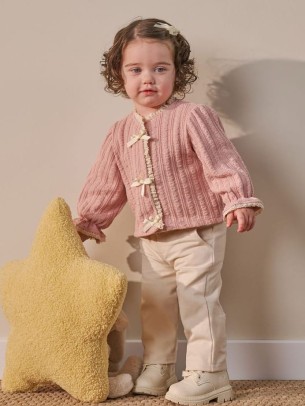 Βρεφικό Σετ 3Τμχ  Για Κορίτσι 9-36 Μηνών Ροζ-Εκρού