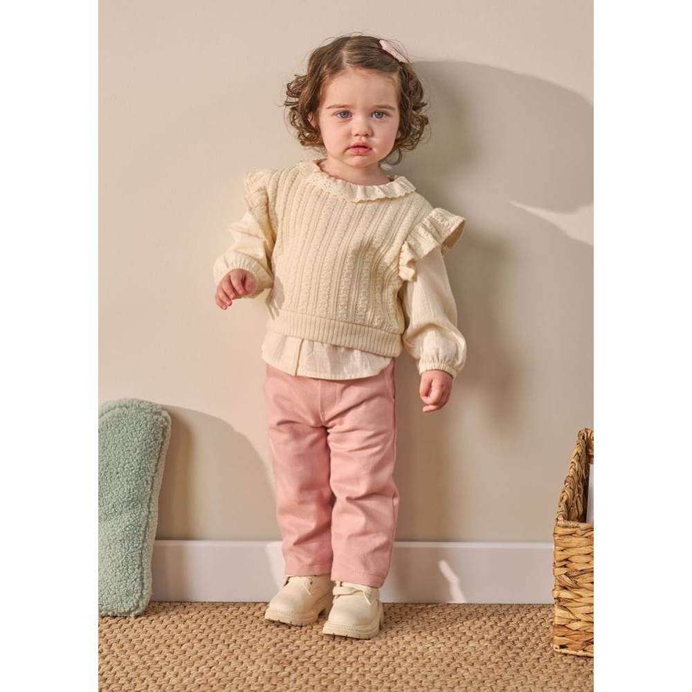 Βρεφικό Σετ 2Τμχ Για Κορίτσι 9-36 Μηνών Εκρού - Ροζ