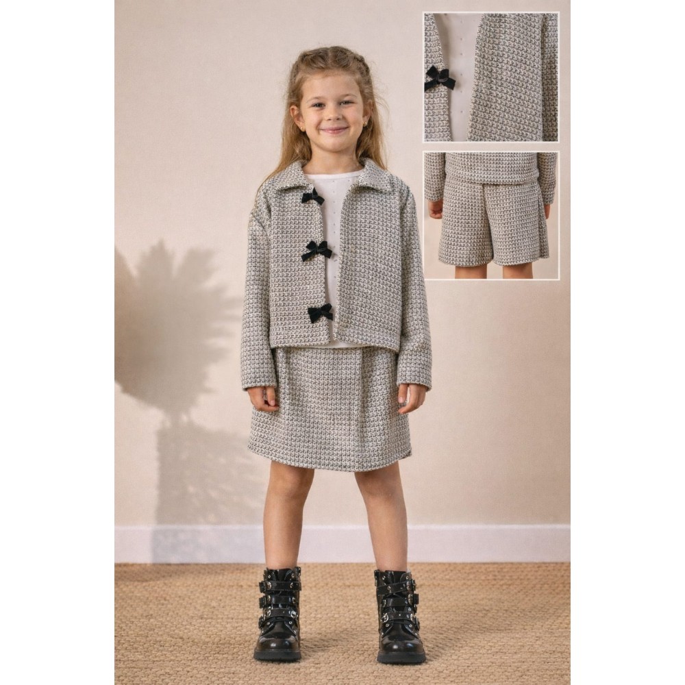 Παιδικό Σετ 3Τμχ Για Κορίτσι 4-8 Χρονών Λευκό - Μαύρο