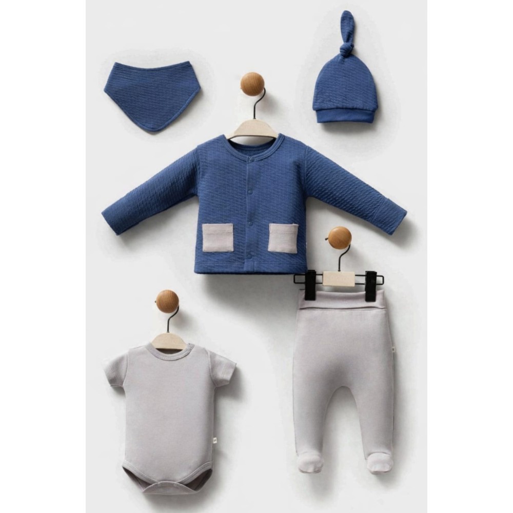 Σετ Νεογέννητο 5Τμχ Για Αγόρι  0-3 Μηνών Μπλε