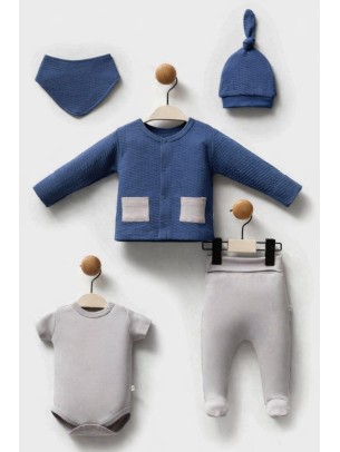Σετ Νεογέννητο 5Τμχ Για Αγόρι  0-3 Μηνών Μπλε