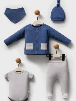 Σετ Νεογέννητο 5Τμχ Για Αγόρι  0-3 Μηνών Μπλε