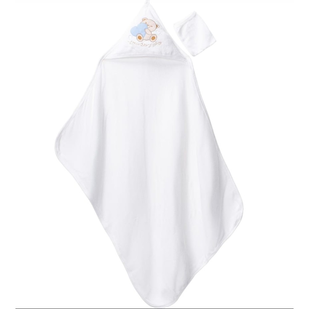 Βρεφική Πετσέτα Μπάνιου Για Αγόρι Λευκό-Μπλε