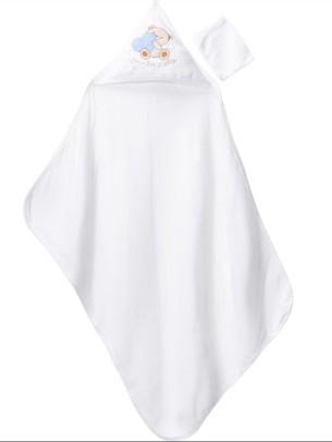 Βρεφική Πετσέτα Μπάνιου Για Αγόρι Λευκό-Μπλε