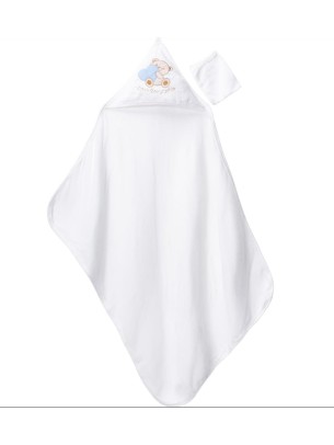 Βρεφική Πετσέτα Μπάνιου Για Αγόρι Λευκό-Μπλε