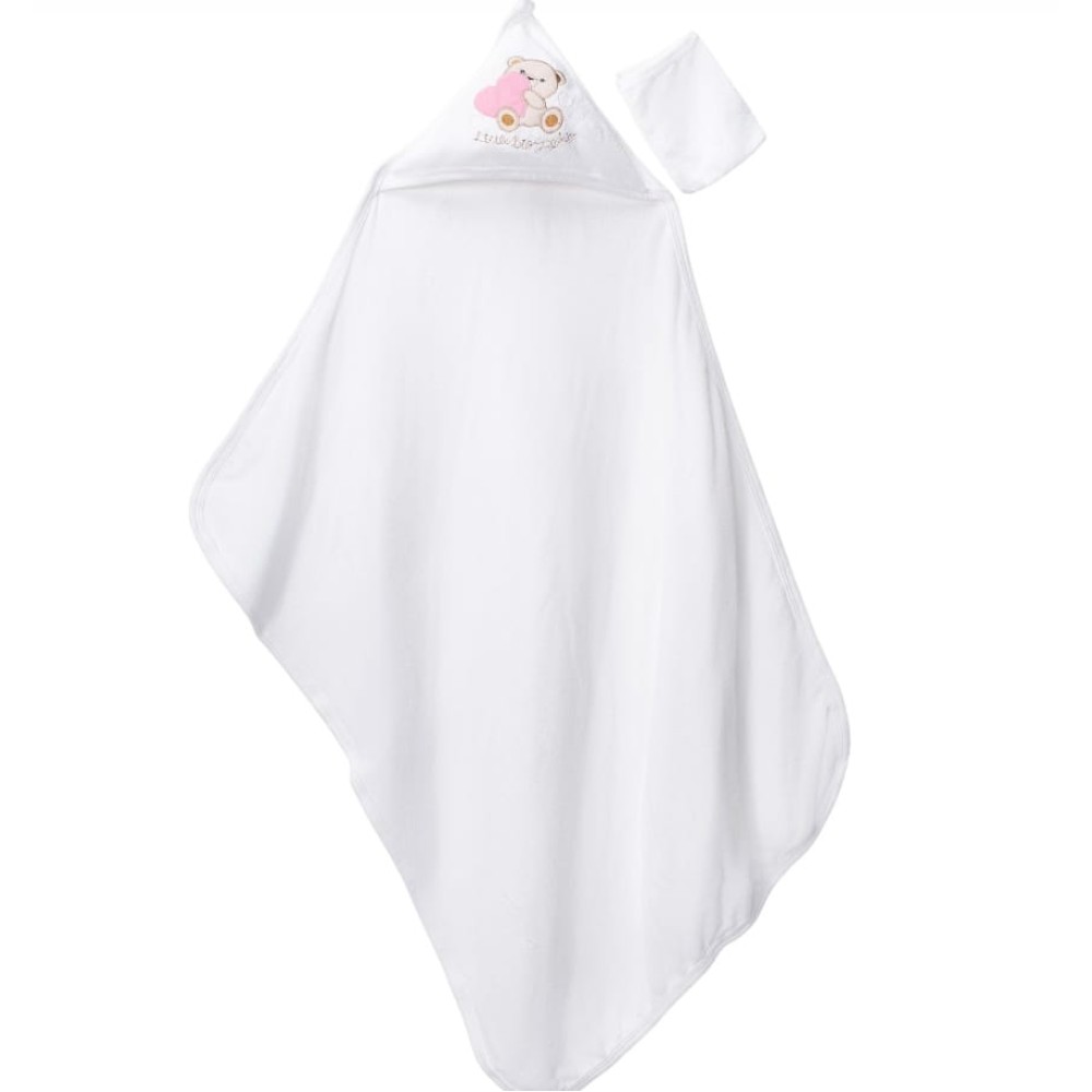 Βρεφική Πετσέτα Μπάνιου Για Κορίτσι Λευκό - Ροζ