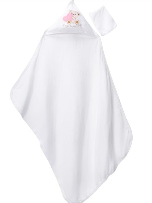 Βρεφική Πετσέτα Μπάνιου Για Κορίτσι Λευκό - Ροζ