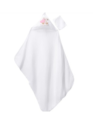 Βρεφική Πετσέτα Μπάνιου Για Κορίτσι Λευκό - Ροζ