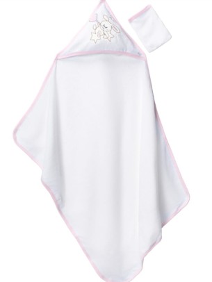 Βρεφική Πετσέτα Μπάνιου Για Κορίτσι Λευκό - Ροζ