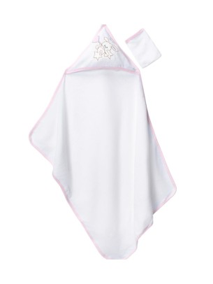 Βρεφική Πετσέτα Μπάνιου Για Κορίτσι Λευκό - Ροζ