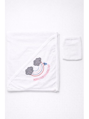 Βρεφική Πετσέτα Μπάνιου Για Κορίτσι Λευκό - Ροζ