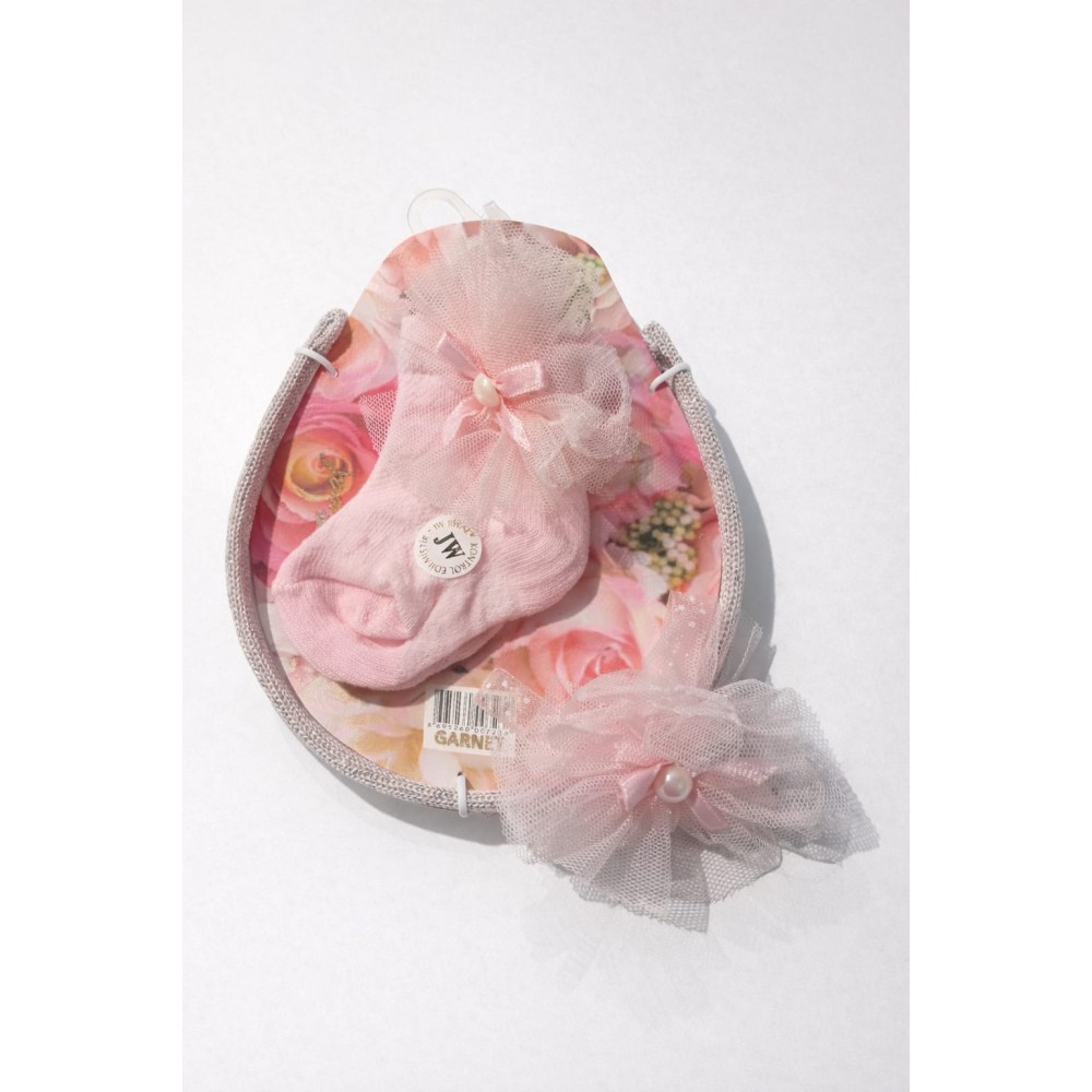 Βρεφική Κάλτσα Σετ με Στέκα 0-6 Μηνών Ροζ