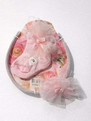 Βρεφική Κάλτσα Σετ με Στέκα 0-6 Μηνών Ροζ