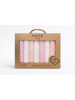 Βρεφικό Οργανικό Πανάκι 7Τμχ Ροζ-Εκρού-Σομόν