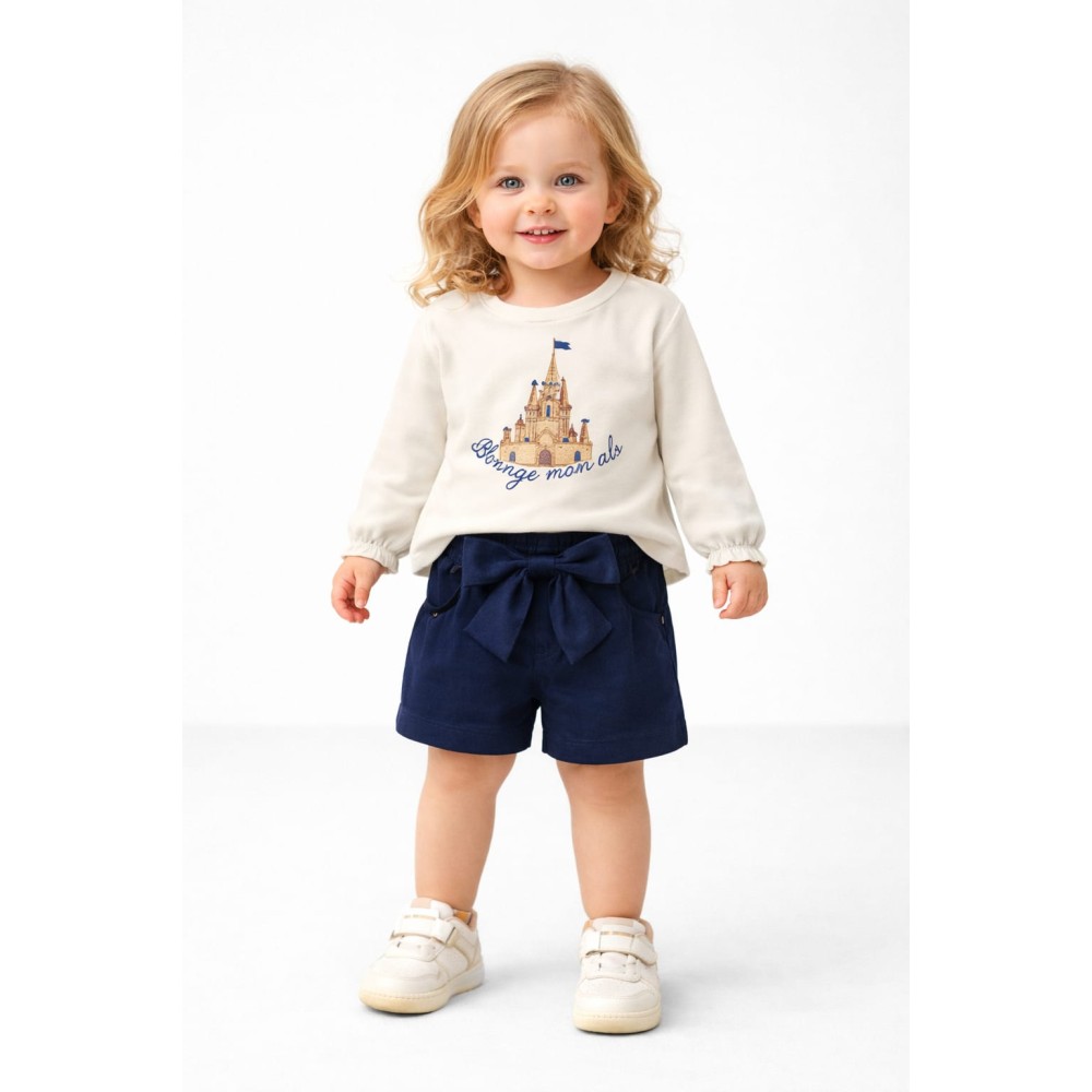 Βρεφικό Σετ Για Κορίτσι 6-36 Μηνών Λευκό - Σκούρο Μπλε