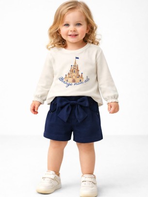 Βρεφικό Σετ Για Κορίτσι 6-36 Μηνών Λευκό - Σκούρο Μπλε