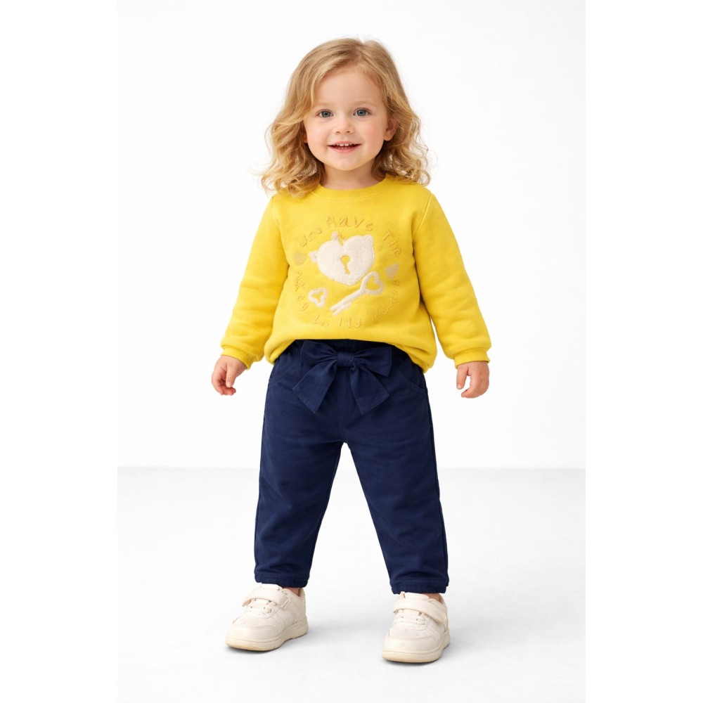 Βρεφικό Φούτερ Για Κορίτσι 6-36 Μηνών Κίτρινο Νέον