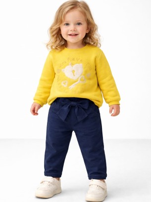 Βρεφικό Φούτερ Για Κορίτσι 6-36 Μηνών Κίτρινο Νέον