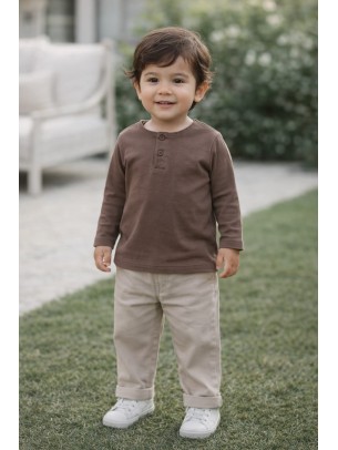 Βρεφική Μπλούζα Για Αγόρι 6-24 Μηνών Σκούρο Καφέ
