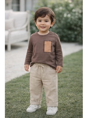 Βρεφική Μπλούζα Για Αγόρι 6-36 Μηνών Σκούρο Καφέ