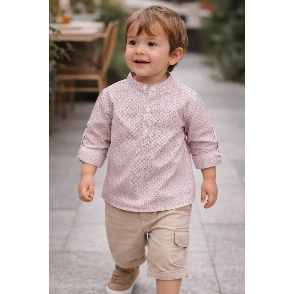 Βρεφικό Πουκάμισο Για Αγόρι 6-36 Μηνών Λευκό-Μπορντό