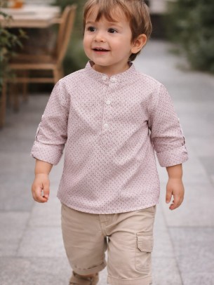 Βρεφικό Πουκάμισο Για Αγόρι 6-36 Μηνών Λευκό-Μπορντό