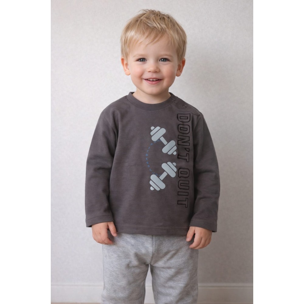 Βρεφική Μπλούζα Για Αγόρι 6-36 Μηνών Ανθρακί