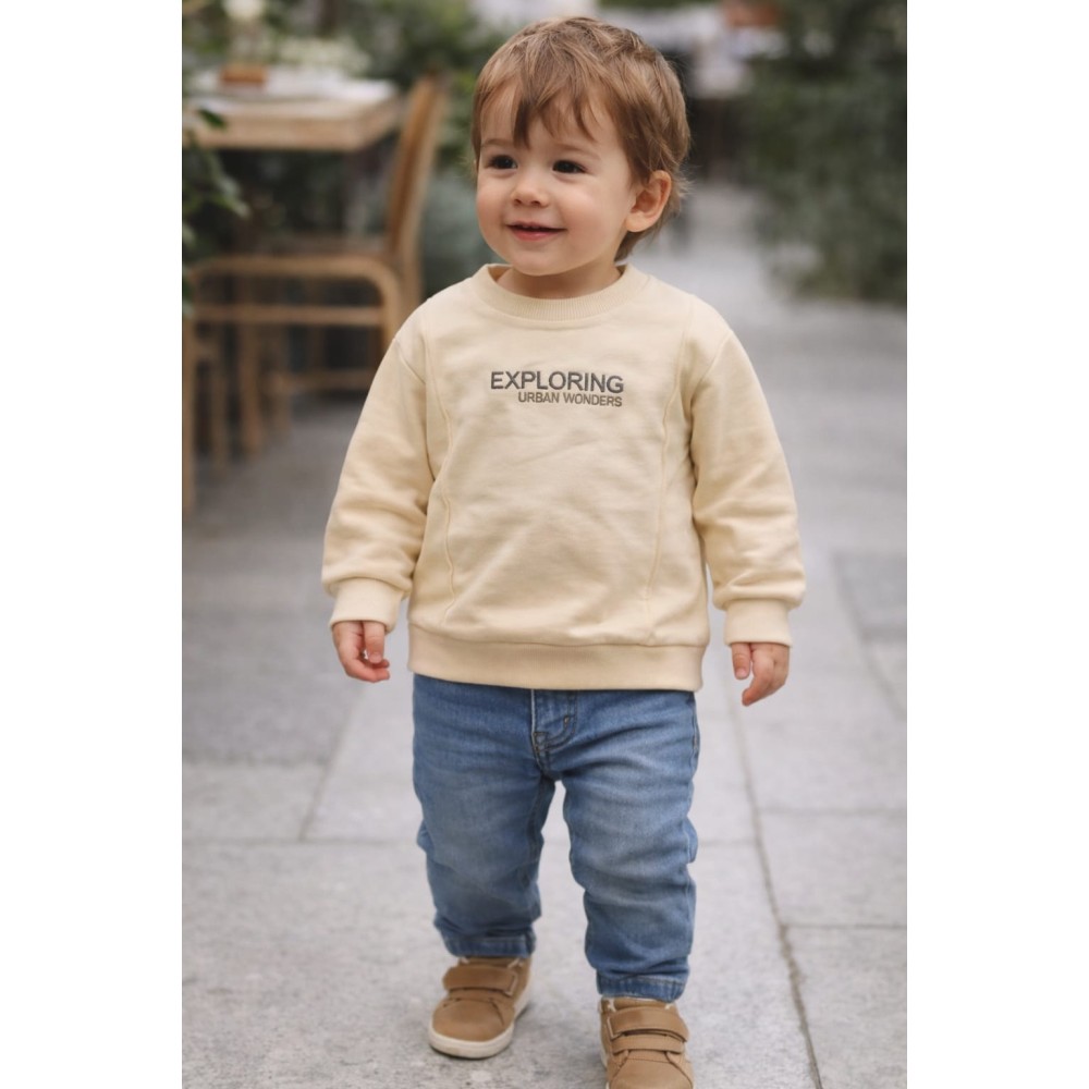 Βρεφικό Φούτερ Για Αγόρι 6-36 Μηνών Κρεμ