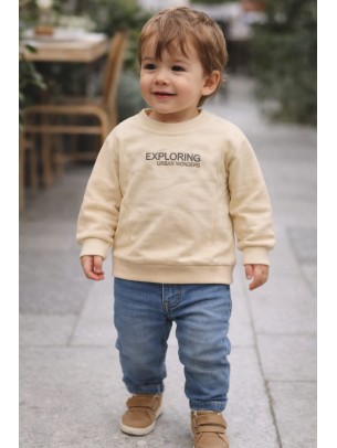 Βρεφικό Φούτερ Για Αγόρι 6-36 Μηνών Κρεμ