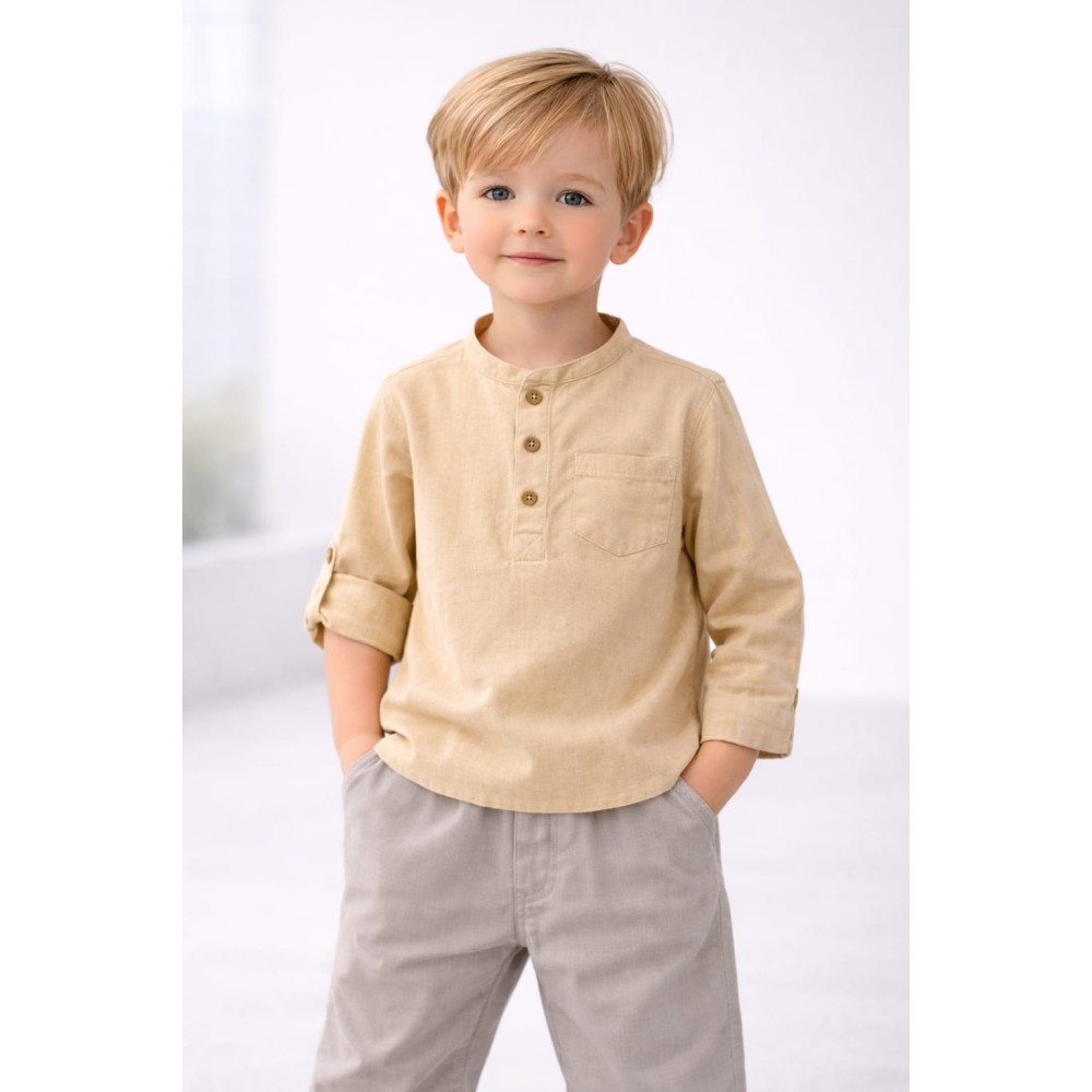 Βρεφικό Πουκάμισο Για Αγόρι 6-36 Μηνών Μπεζ 