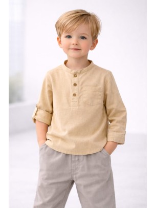 Βρεφικό Πουκάμισο Για Αγόρι 6-36 Μηνών Μπεζ 