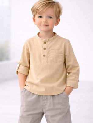 Βρεφικό Πουκάμισο Για Αγόρι 6-36 Μηνών Μπεζ 