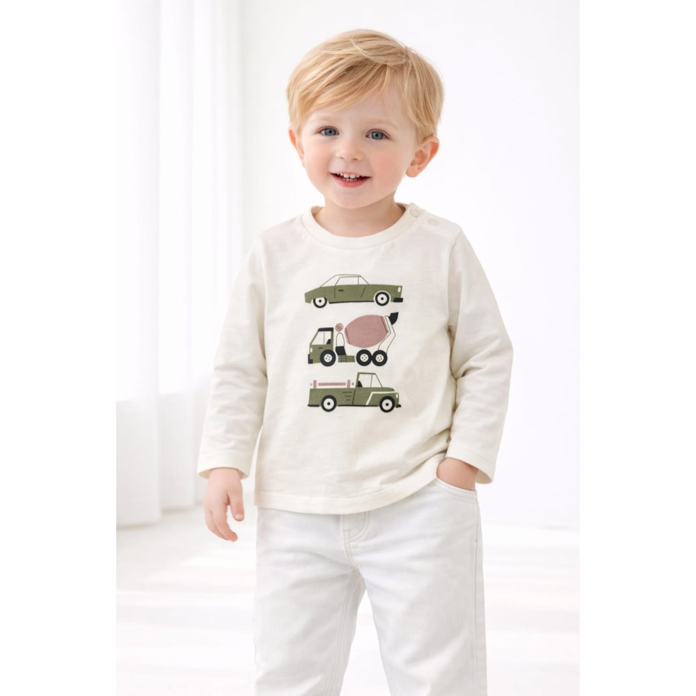 Βρεφική Μπλούζα Για Αγόρι 3-24 Μηνών Εκρού-Πράσινο