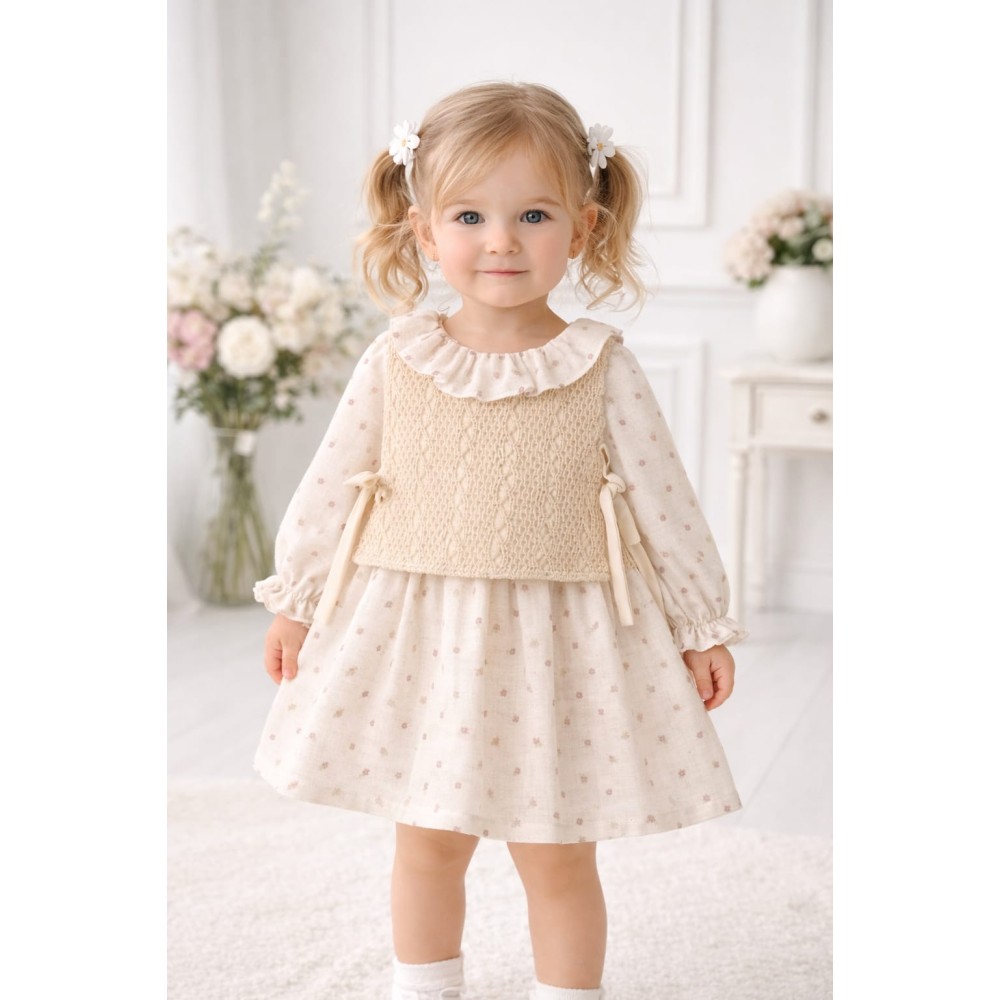 Βρεφικό Φόρεμα 9-24 Μηνών Εκρού
