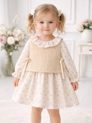 Βρεφικό Φόρεμα 9-24 Μηνών Εκρού