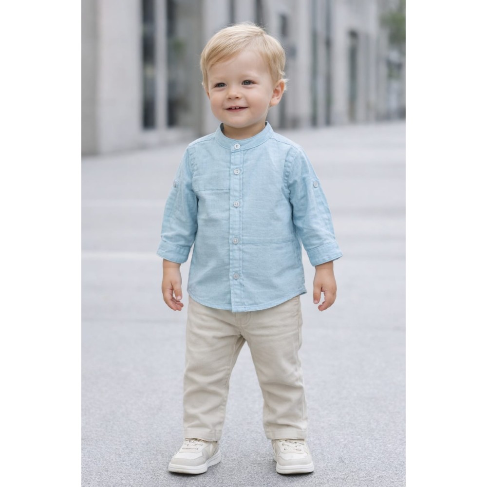 Βρεφικό Πουκάμισο Για Αγόρι 6-36 Μηνών Μπλε