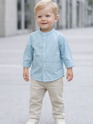 Βρεφικό Πουκάμισο Για Αγόρι 6-36 Μηνών Μπλε