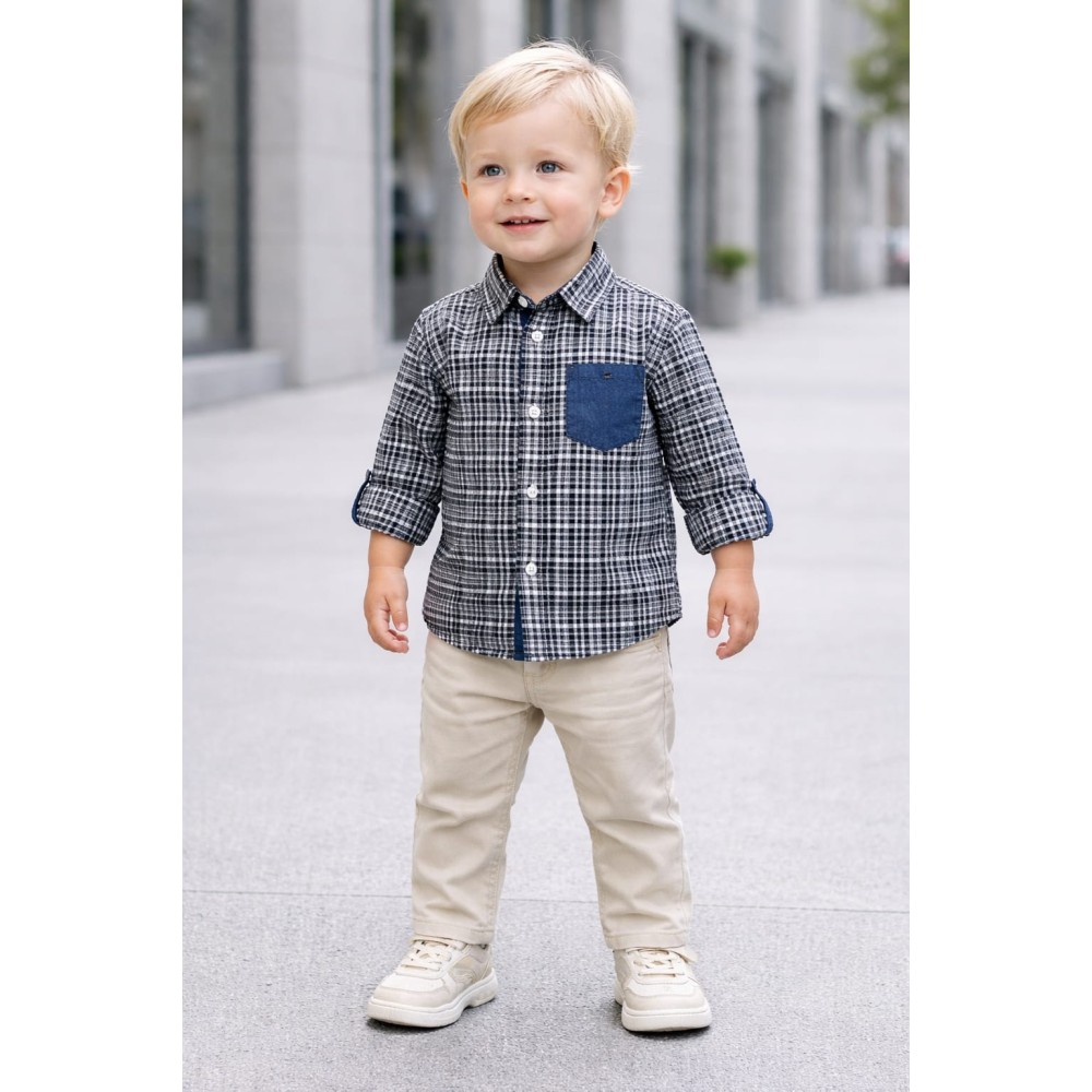 Βρεφικό Πουκάμισο Για Αγόρι 6-36 Μηνών Μαύρο