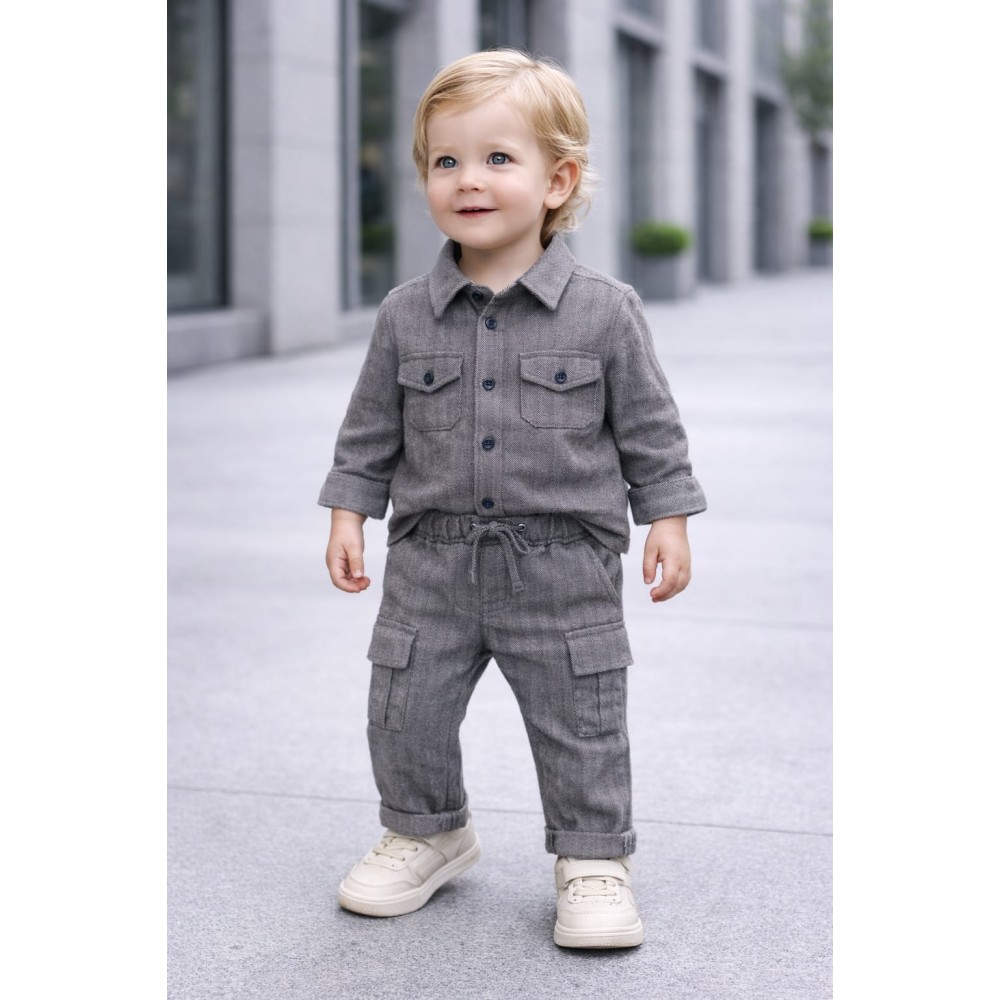 Βρεφικό Πουκάμισο Για Αγόρι 6-36 Μηνών Σκούρο Μπλε