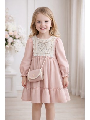 Παιδικό Φόρεμα Μουσελίνα 2-5 Χρονών Πούδρα