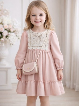 Παιδικό Φόρεμα Μουσελίνα 2-5 Χρονών Πούδρα