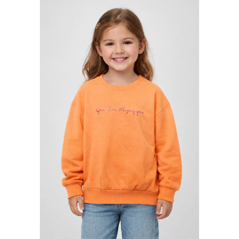 Παιδικό Φούτερ Για Κορίτσι 3-8 Χρονών Πορτοκαλί