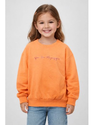 Παιδικό Φούτερ Για Κορίτσι 3-8 Χρονών Πορτοκαλί