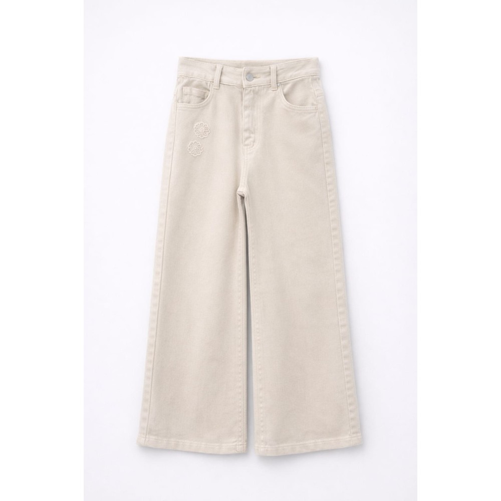 Παιδικό Παντελόνι Τζιν Για Κορίτσι 6-9 Χρονών Μπεζ