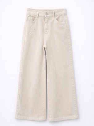 Παιδικό Παντελόνι Τζιν Για Κορίτσι 6-9 Χρονών Μπεζ