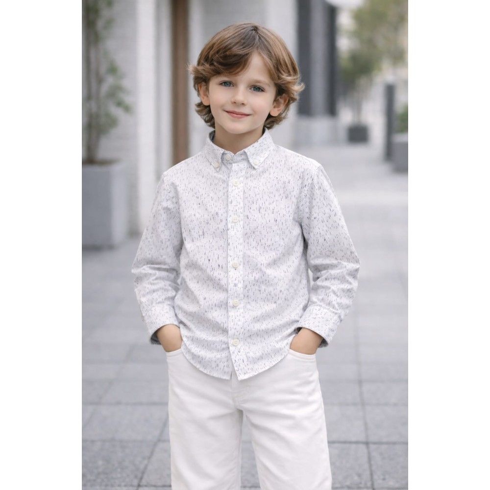 Παιδικό Πουκάμισο Για Αγόρι 3-8 Χρονών Λευκό-Μπλε
