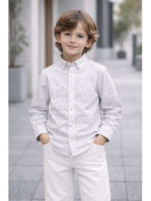 Παιδικό Πουκάμισο Για Αγόρι 3-8 Χρονών Λευκό-Μπλε
