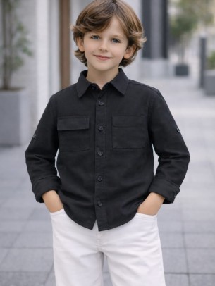 Παιδικό Πουκάμισο Για Αγόρι 3-8 Χρονών Μαύρο