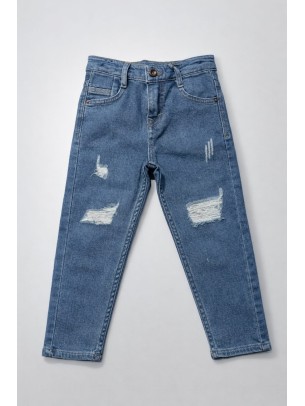 Παιδικό Παντελόνι Τζιν Για Αγόρι 6-10 Χρονών Μπλε